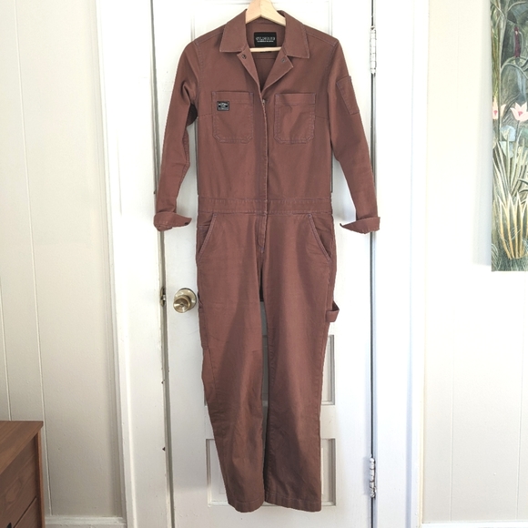 SOLD Wildfang essential coverall long sleeve jumpsuit, xs, sold out brown color - Picture 2 of 5